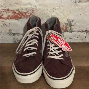 Vans Shoes - Burgundy vans with grey stripe, new with tags Vans Shoes - Burgundy vans with grey stripe, new with tags